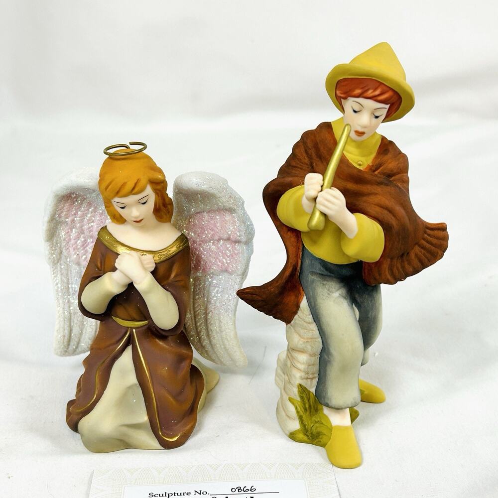 Hawthorne Village Angel of Prayer & Song of Praise Musician Set of 2, Kinkade